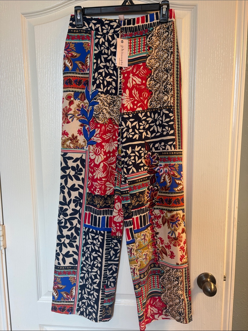 Philosophy | Patchwork Printed Pant with Pockets - Picture 2 of 16